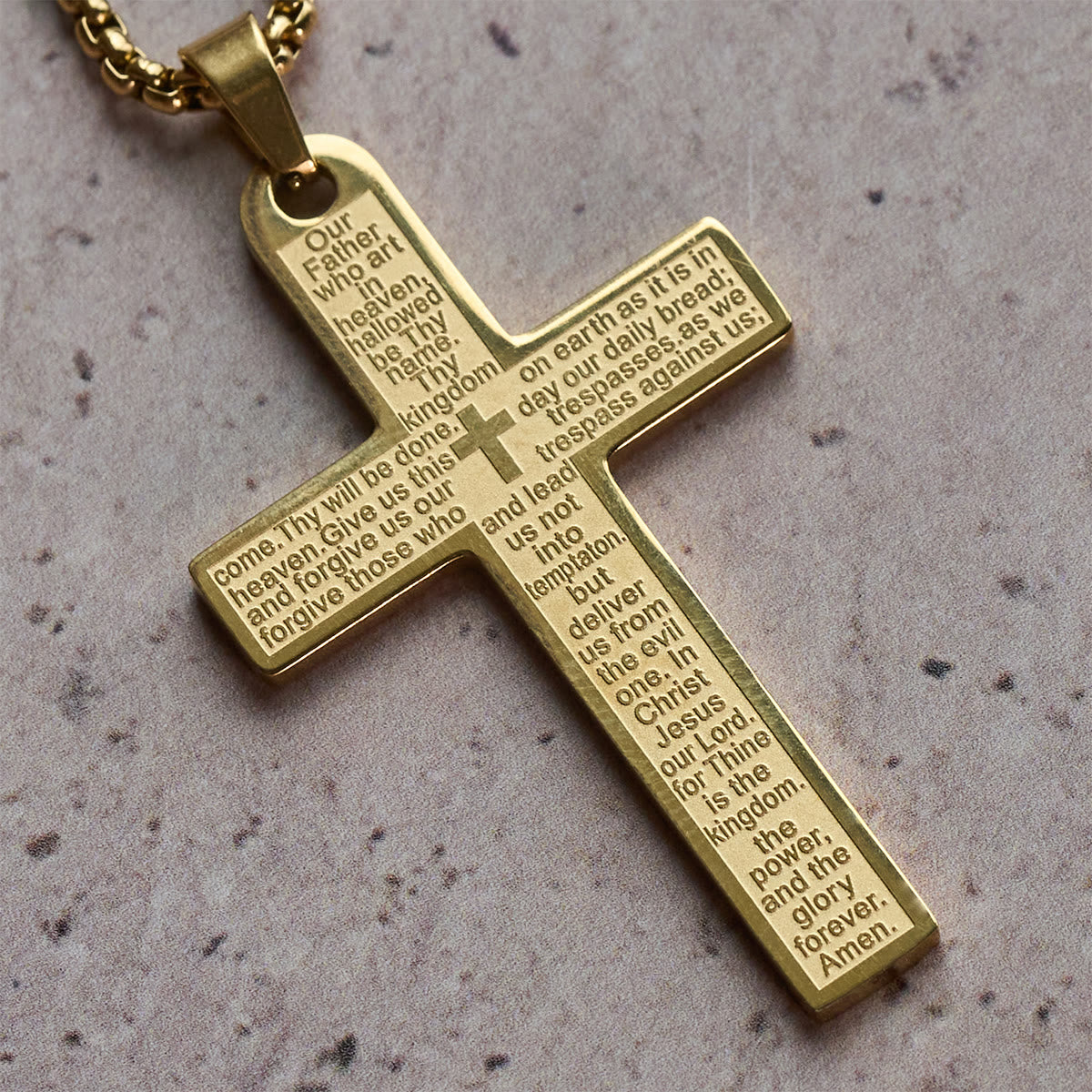 The Lord's Prayer Cross — His Word Around Your Neck Every Day