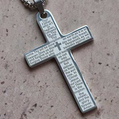 The Lord's Prayer Cross — His Word Around Your Neck Every Day