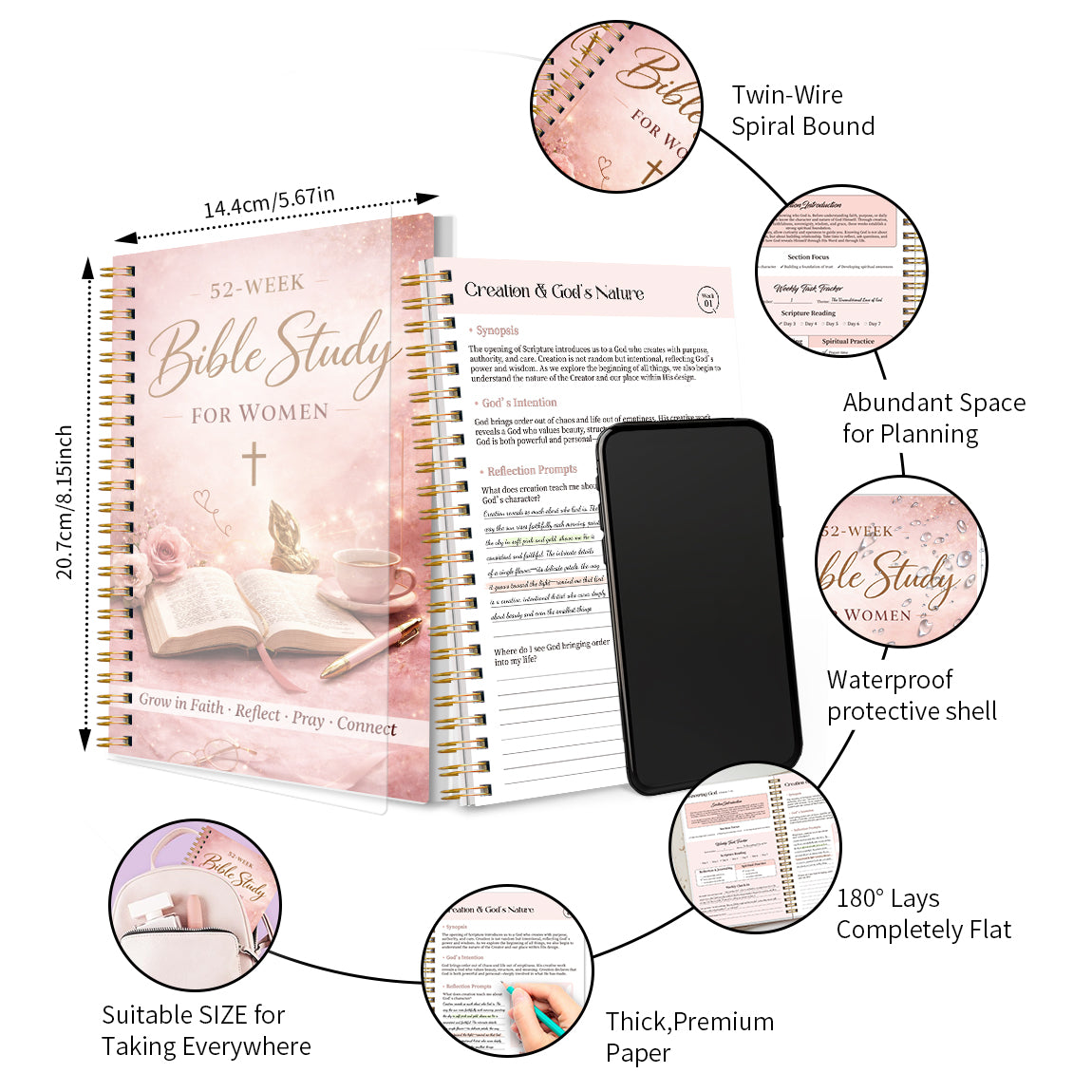 52-Week Bible Study Journal for Women — Grow in Faith, Reflect, Pray & Connect