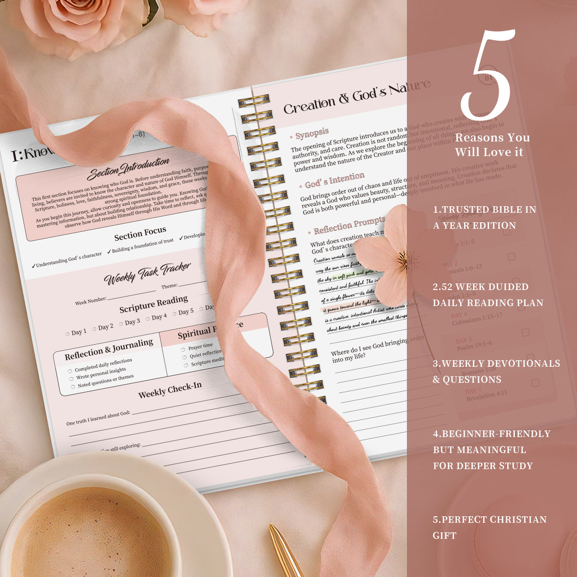 52-Week Bible Study Journal for Women — Grow in Faith, Reflect, Pray & Connect