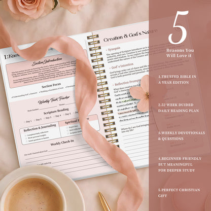 52-Week Bible Study Journal for Women — Grow in Faith, Reflect, Pray & Connect