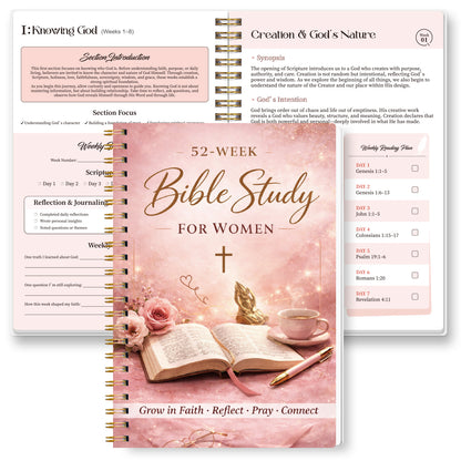 52-Week Bible Study Journal for Women — Grow in Faith, Reflect, Pray & Connect